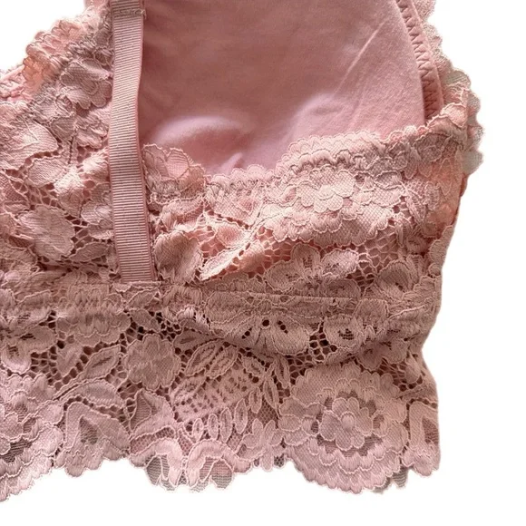 New Aerie Dusty Rose Wireless Lace Bra Bralette Removable Pads size XL - Picture 3 of 4